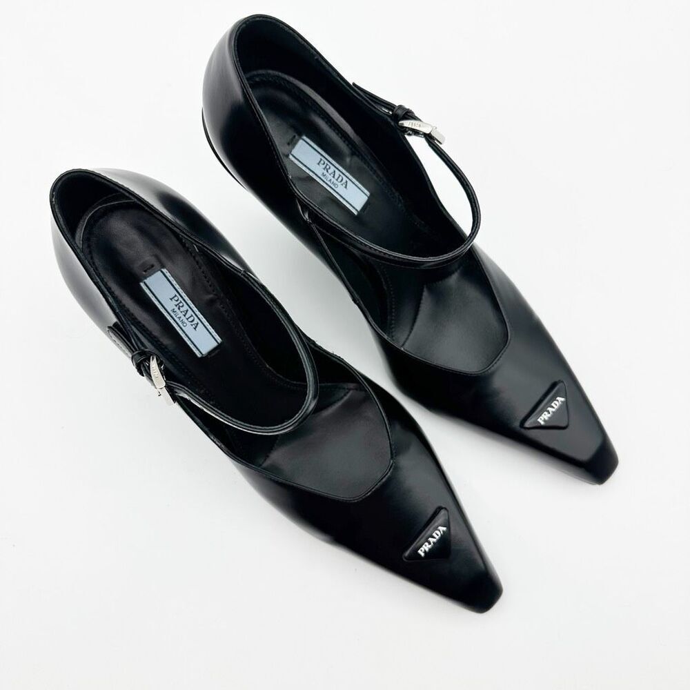 PRADA Modellerie Black Mary Jane Heels Size 40 US 9.5 Pointed Square Toe Pump - Picture 5 of 15